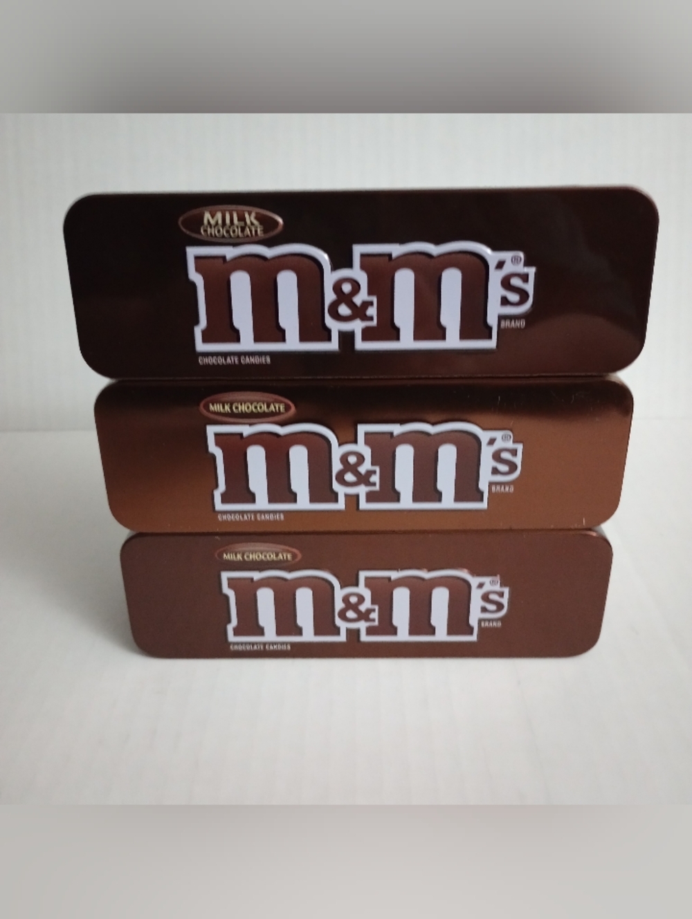M&M's Fun Size Vintage Tin Box With Hinged Lid - Empty - Set Of 3 Tins